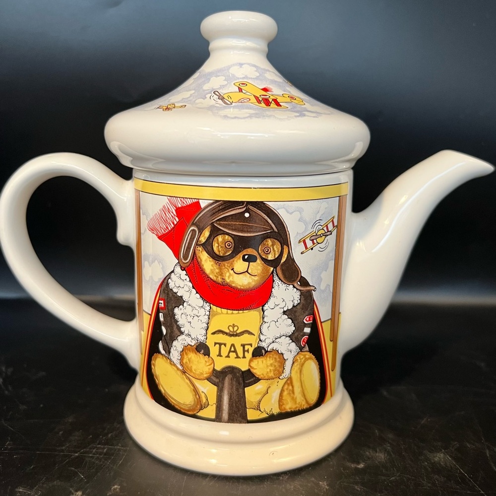 Wade made in England Teapot.  2 cups. Porcelain. “Alex the Aviator”